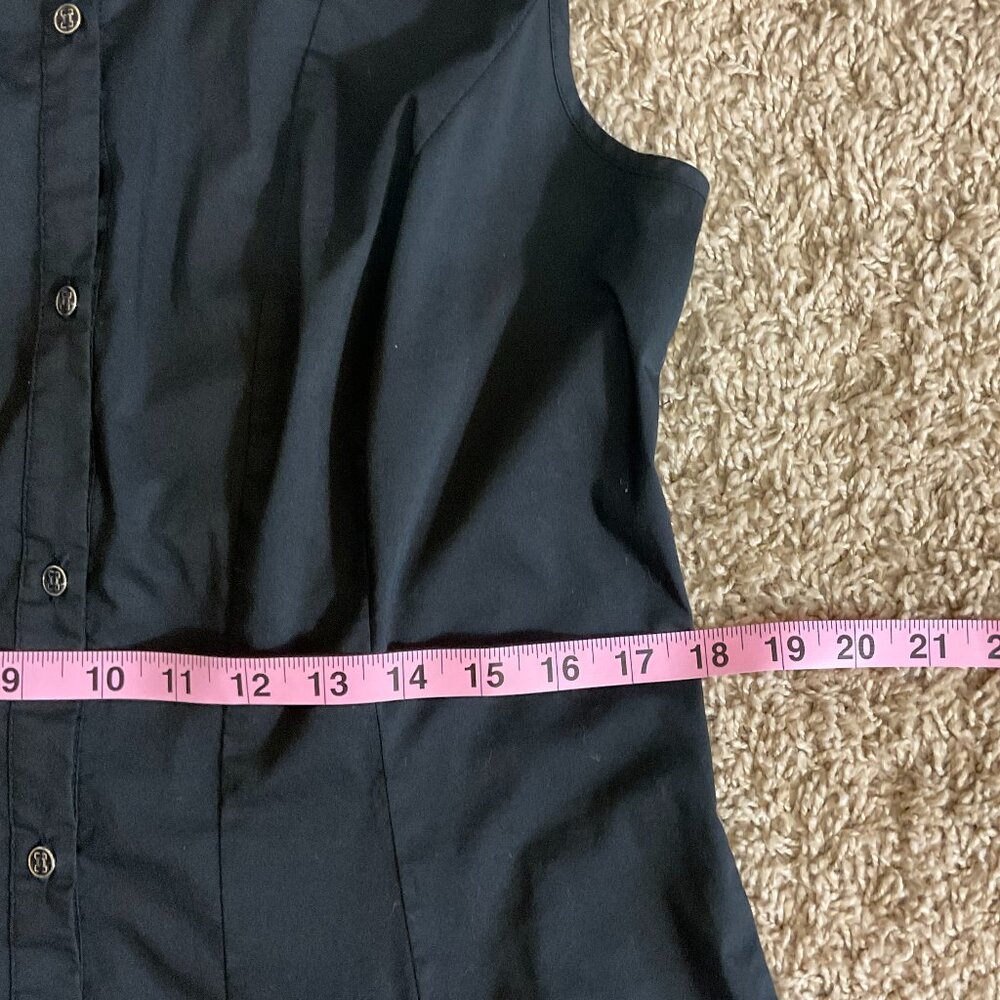 NY & Co Sleeveless Button Up Pleated A-Line Belted Shirt Dress, Black, Large - Picture 6 of 9